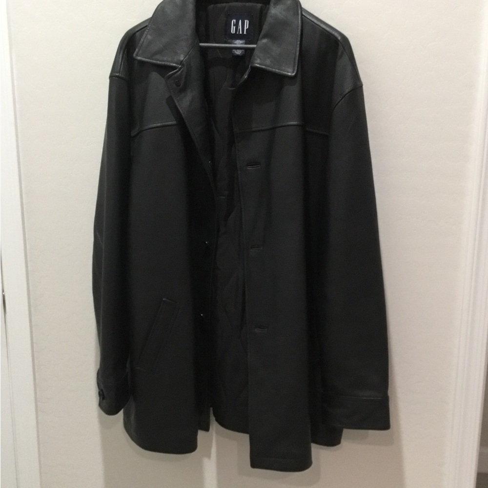 Vintage GAP Men's Black leather Jacket XXL